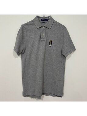 Polo Ralph Lauren Mens Polo Bear Pique Cotton Polo Shirt Size S Custom Fit Slim